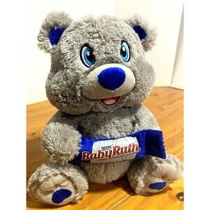 Kellytoy Nestle Baby Ruth Bear Plush Stuffed Animal Gray Candy Bar Collectible
